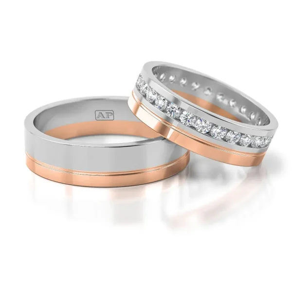 Trouwringenset 80078 - 0.03ct. rondom