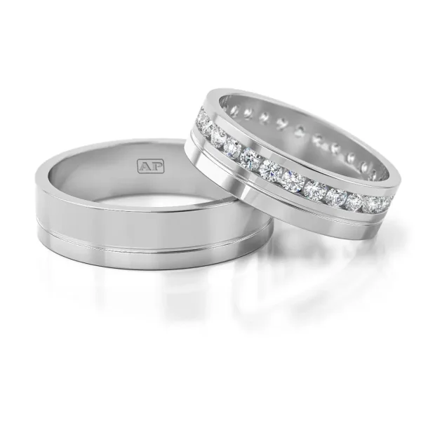 Trouwringenset 80078 - 0.03ct. rondom